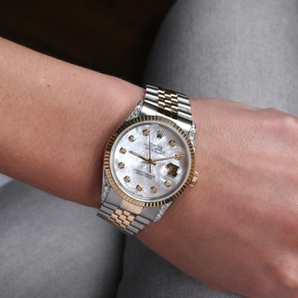 Rolex  36mm Two Tone WhiteMOP  Diamond Lugs